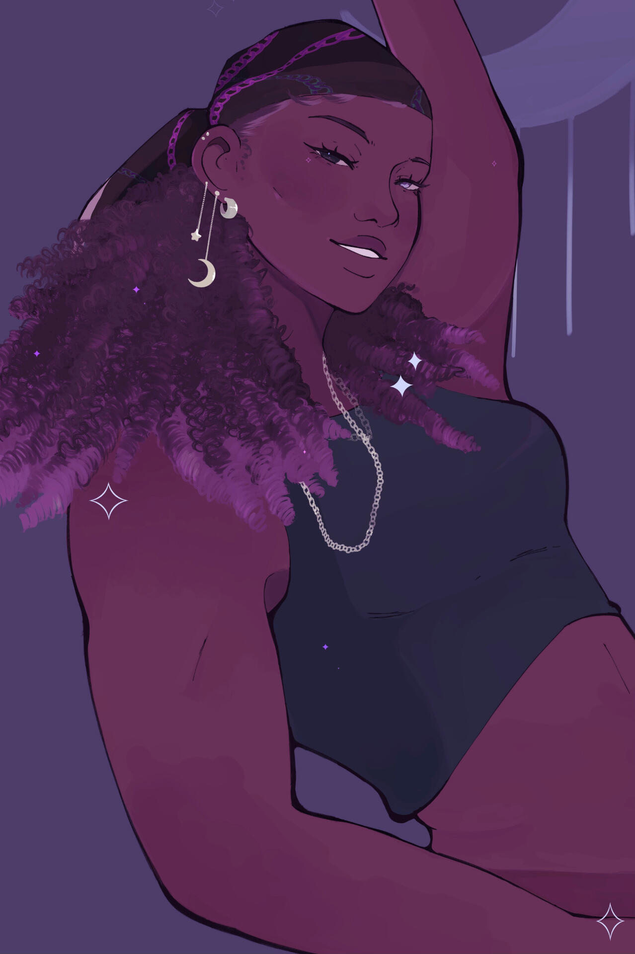 Close up of a hand with dark-skin and long, red nails. Brushes are fluid, soft and can be stretched easily