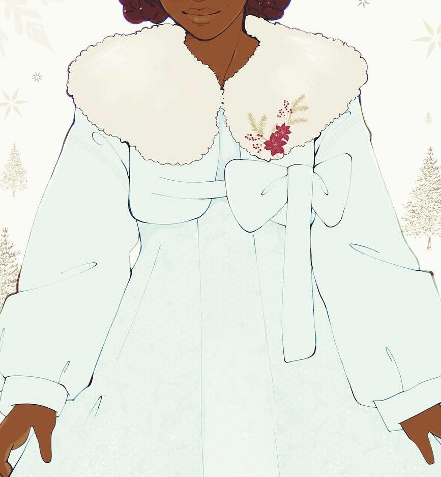 Lineart of a mermaid with long locs. Brush is very dainty and of light pressure with a pencil texture.