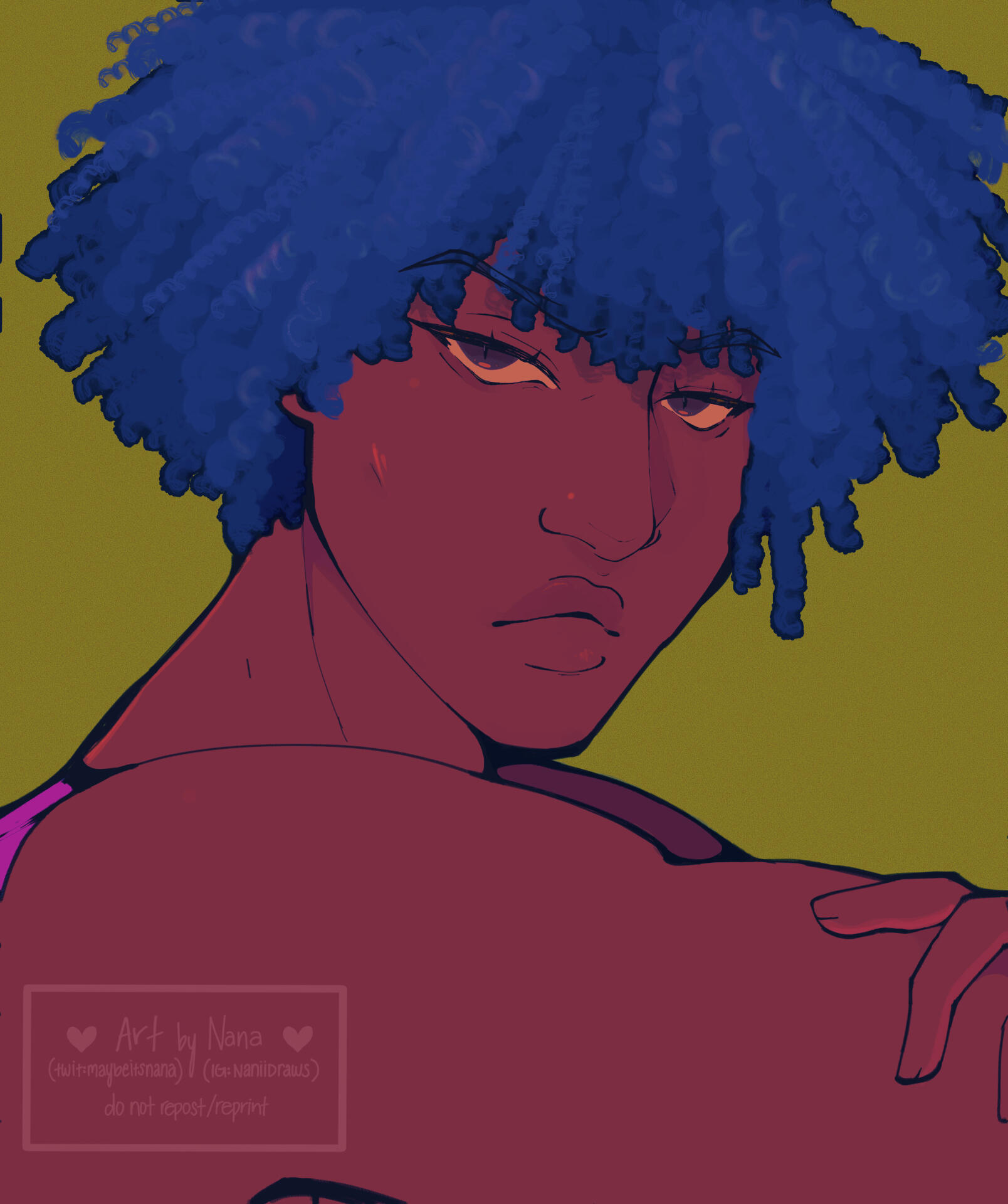 Close up of a character with short textured hair coils and a pink and white bow. Texture mimics paper ridges overlay on the art.