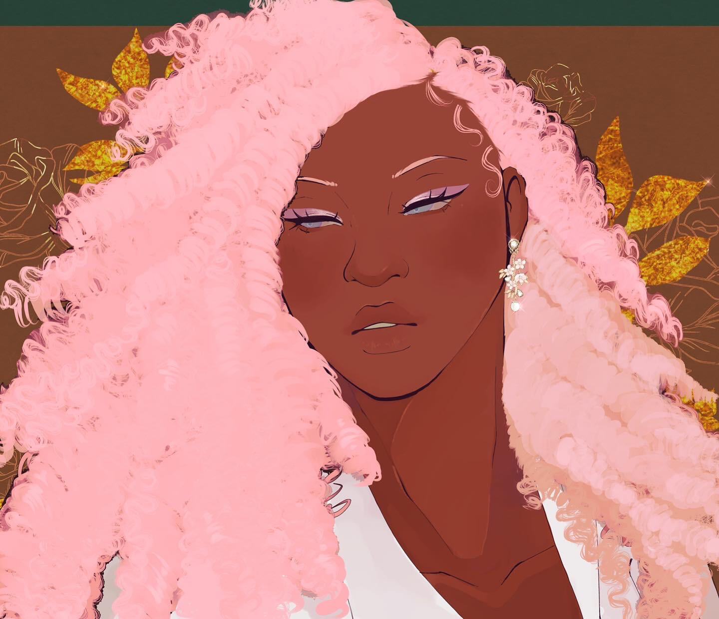 A close up of a character's face with short, thickly textured hair. Brush mimics a cloud texture and is easily blendable.